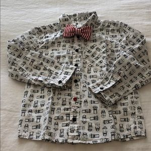 Funny face shirt with bow tie